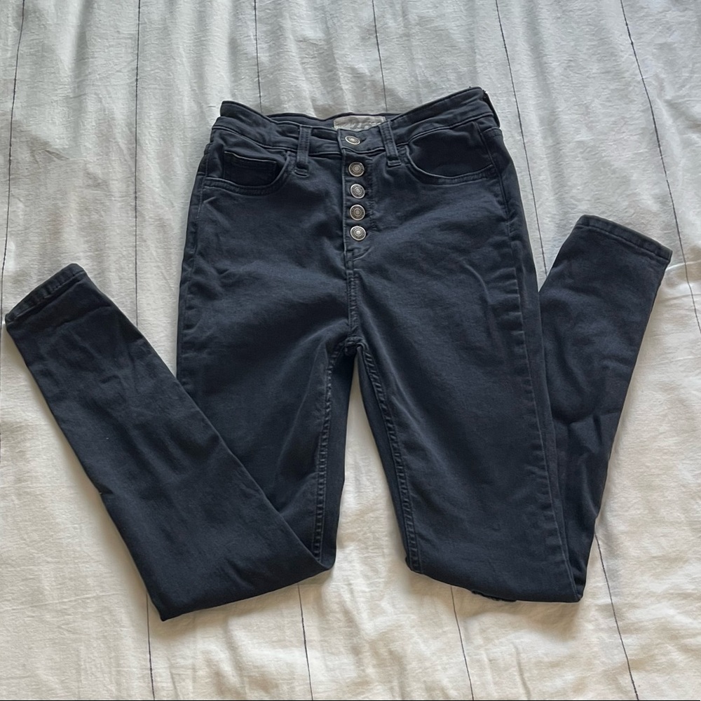 We the free skinny jeans size 26 high waist button fly  black distressed look